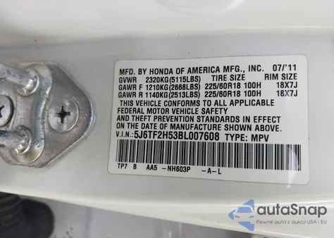 2011 Honda Accord Crosstour Ex-L z USA, uszkodzony, nr VIN 5J6TF2H53BL007608